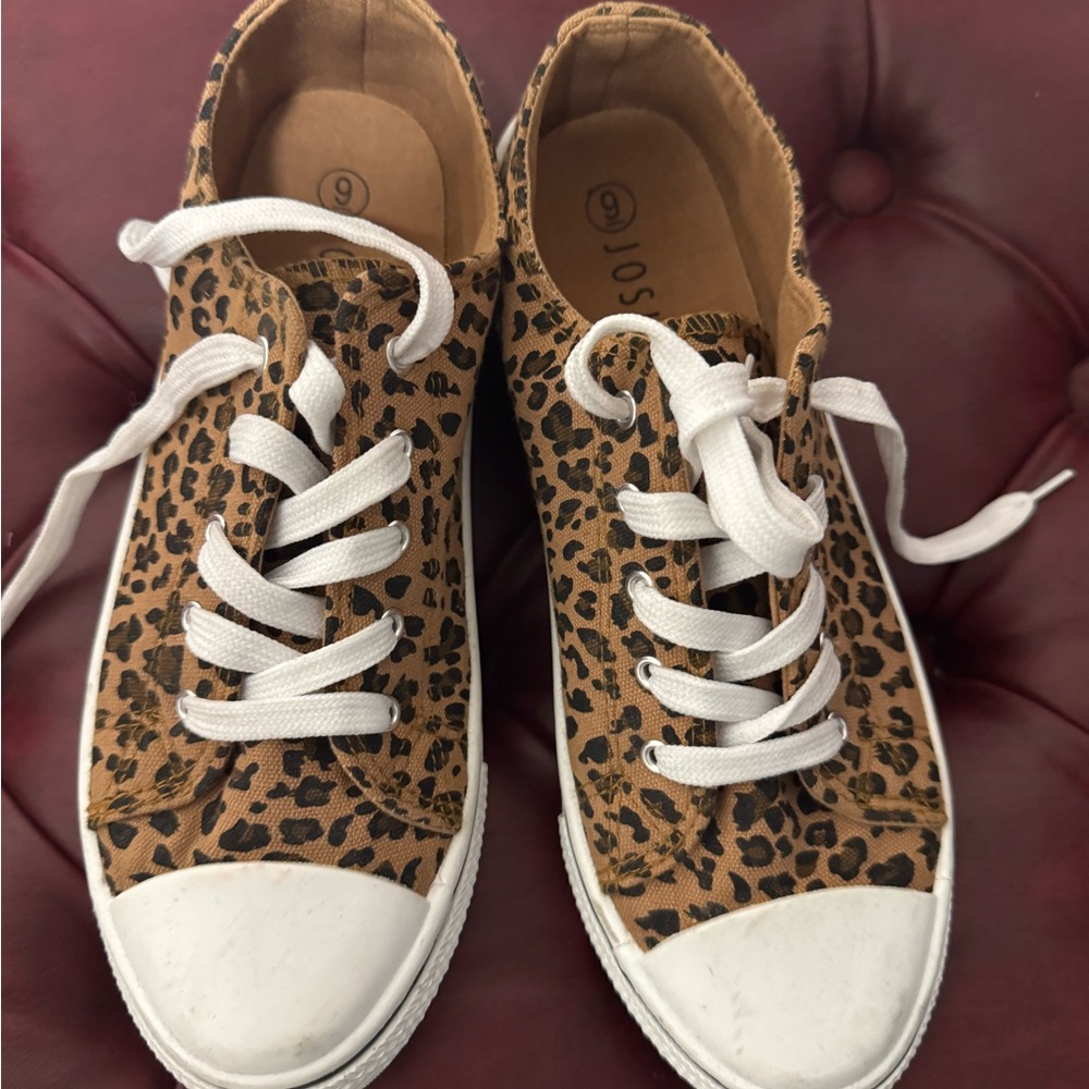 Leopard Print Canvas Sneakers with White Laces
